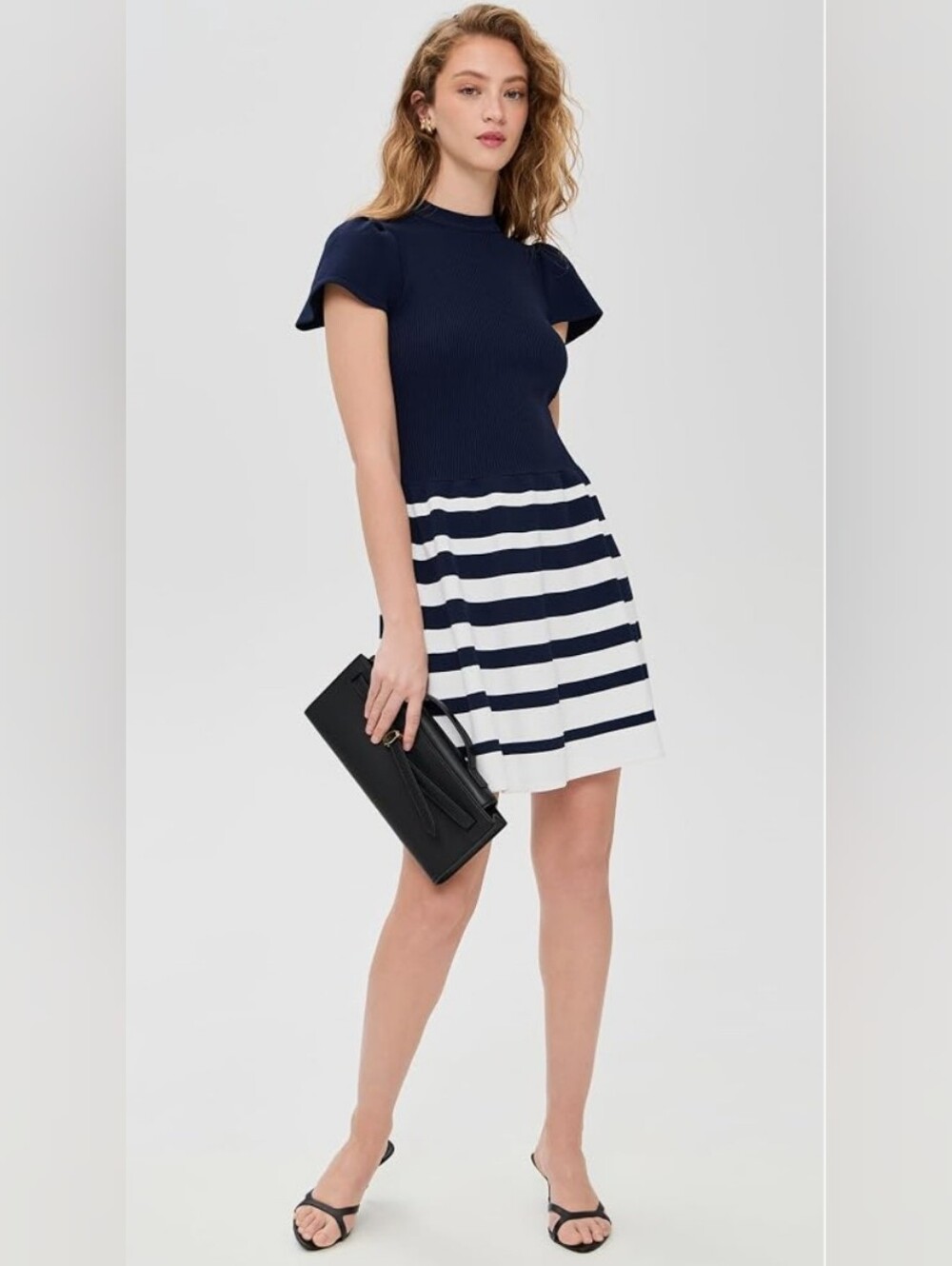 Shoshanna Navy and White knit Colette Dress